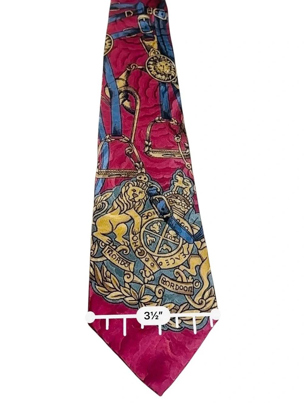 Vintage Hathaway Regal Equestrian Crest Lion 100% Silk Men's Necktie Made In USA